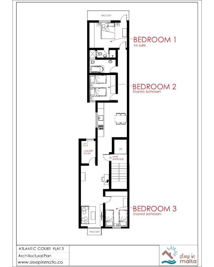 F3 Room 2, Private Room Two Single Beds Shared Bathroom Msida Exteriér fotografie
